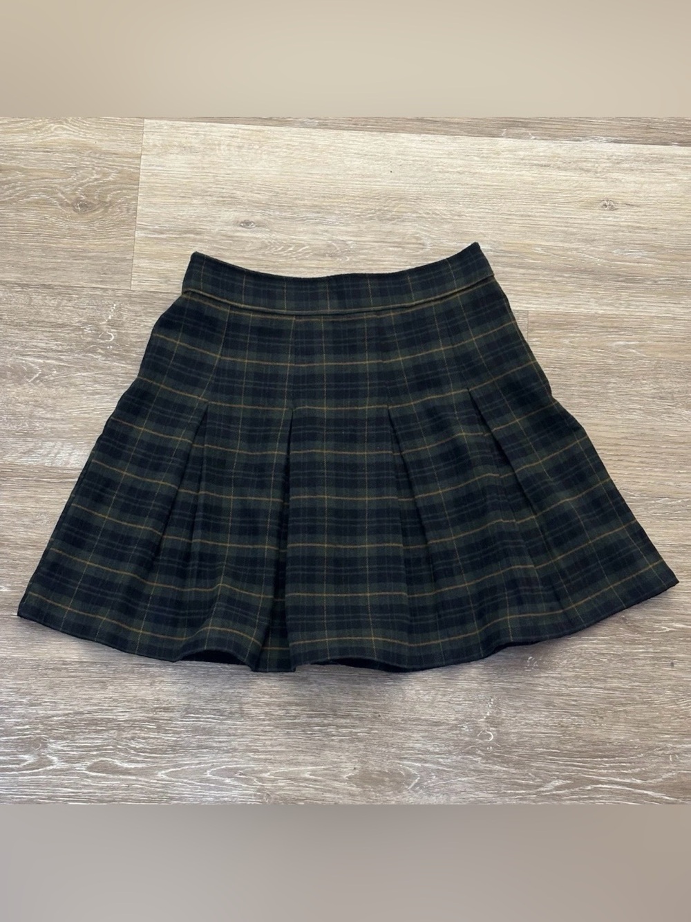 Hollister Skirt Womens XS Green Ultra High Rise Mini Flare Plaid Pleated School - Picture 2 of 8